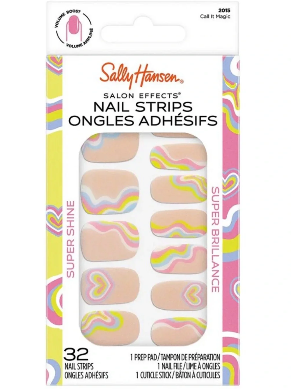 Sally Hansen Pink Multicolor Wave Nail Strips - Salon Effects